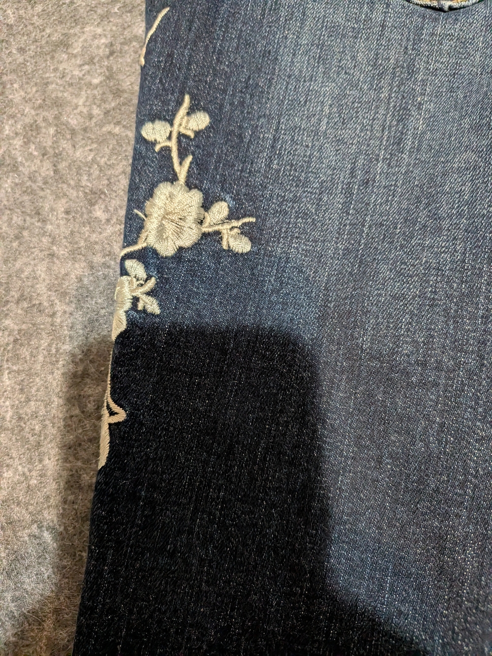 DRIFTWOOD Dark Indigo Skinny Jeans with White Floral Embroidery - Picture 11 of 13